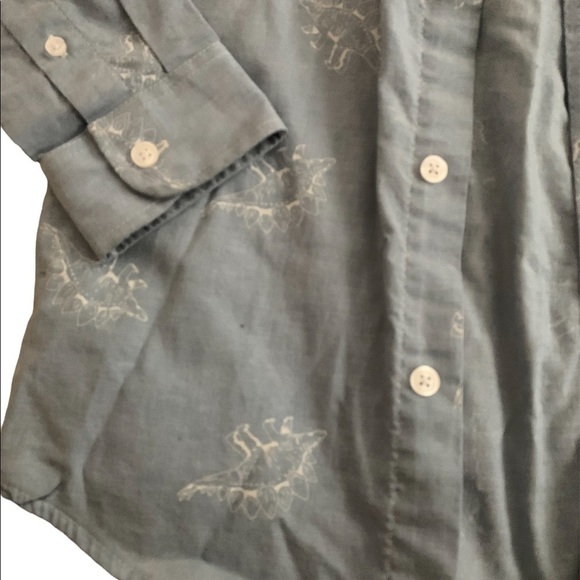 Cat & Jack | Long Sleeve Button Down Blue Collar Shirt With Dinosaur Print - Picture 6 of 7